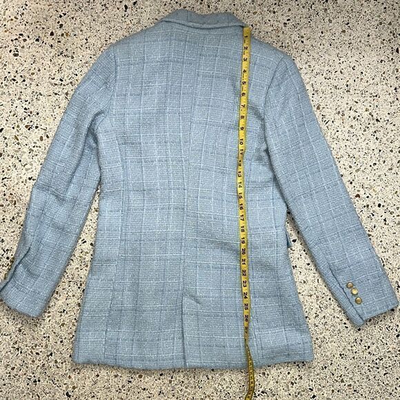 Jason Wu baby blue tweed double breasted blazer gold buttons s small - Picture 5 of 5